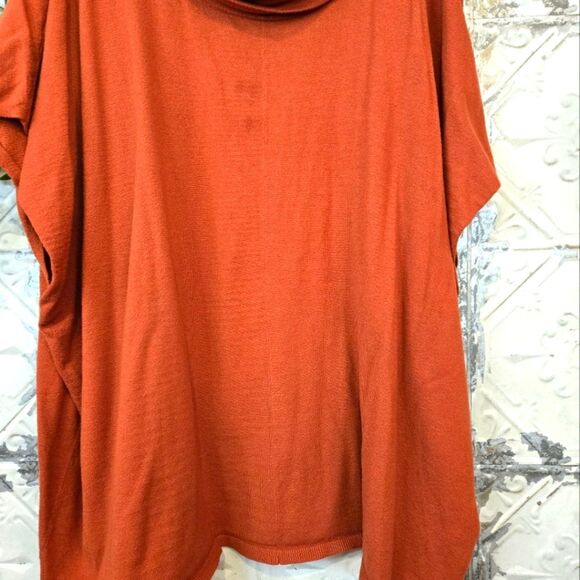 Eloquii Elements Sweaters Mock Neck Tunic Sweater Plus Sz 22/24 Rust Orange - Picture 8 of 13